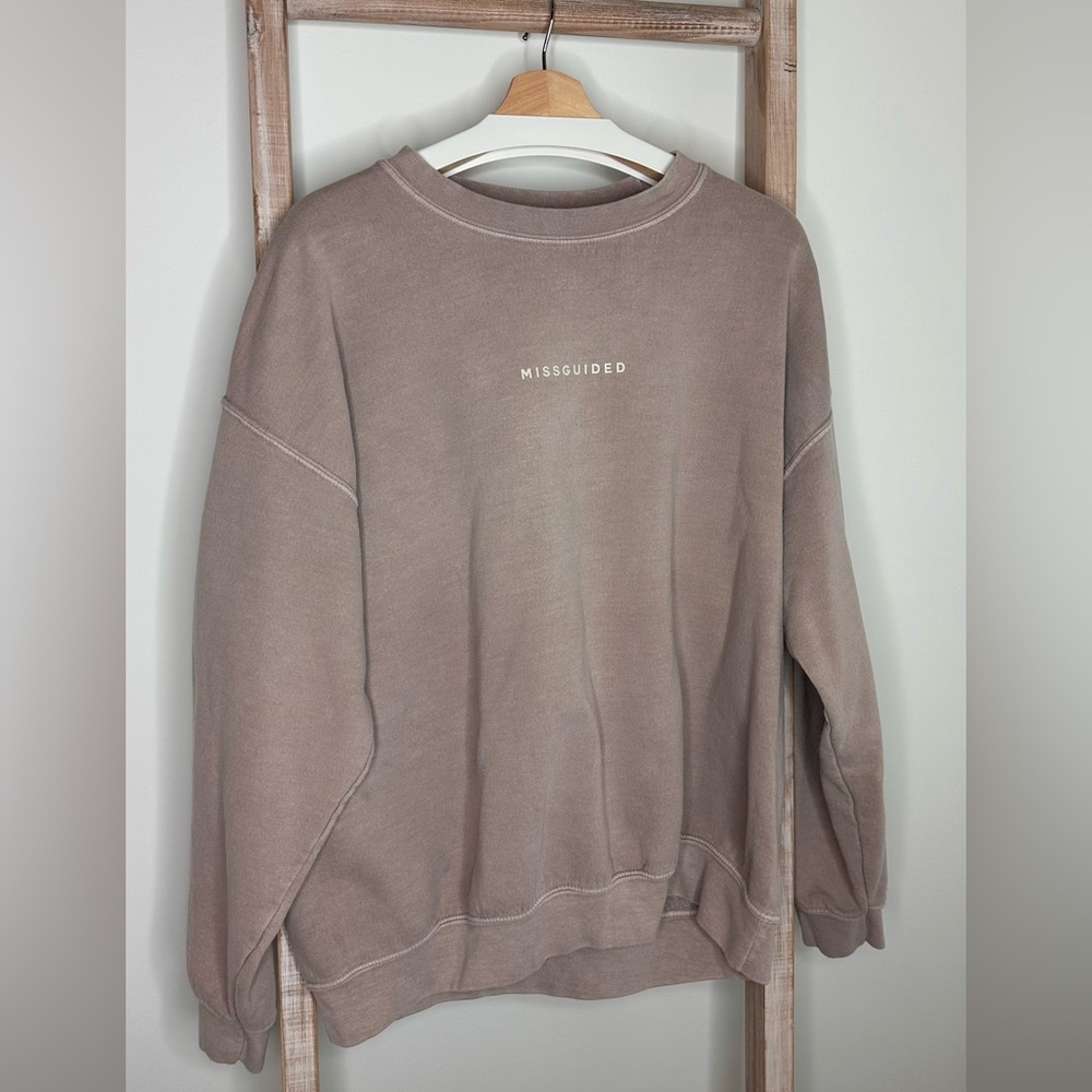 Taupe Missguided Crewneck Sweatshirt
